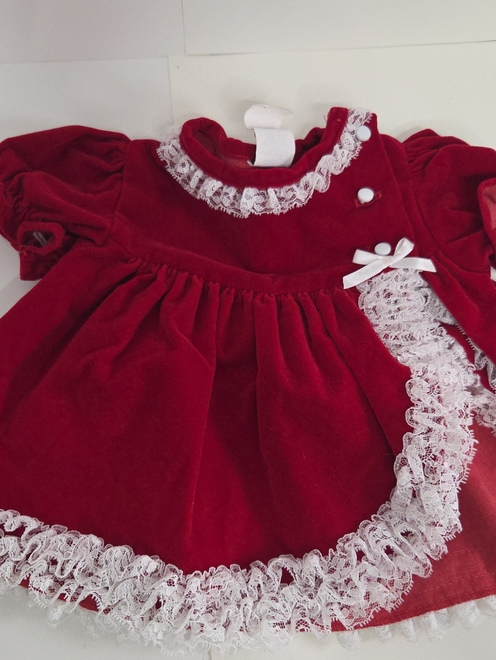 Vintage All Dressed Up Baby Girls Red Velvet Christmas Holiday Dress Sz 3-6M